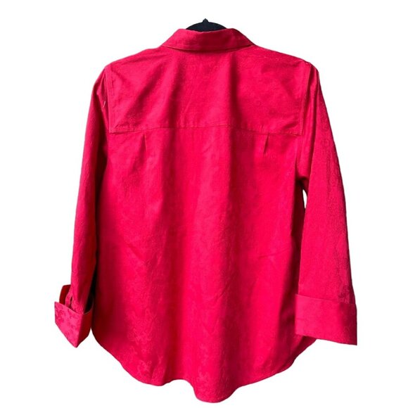 Chico's Red Long Sleeve Button-Up Shirt Size‎ 6 Cotton & Polyester Blend - Picture 3 of 7